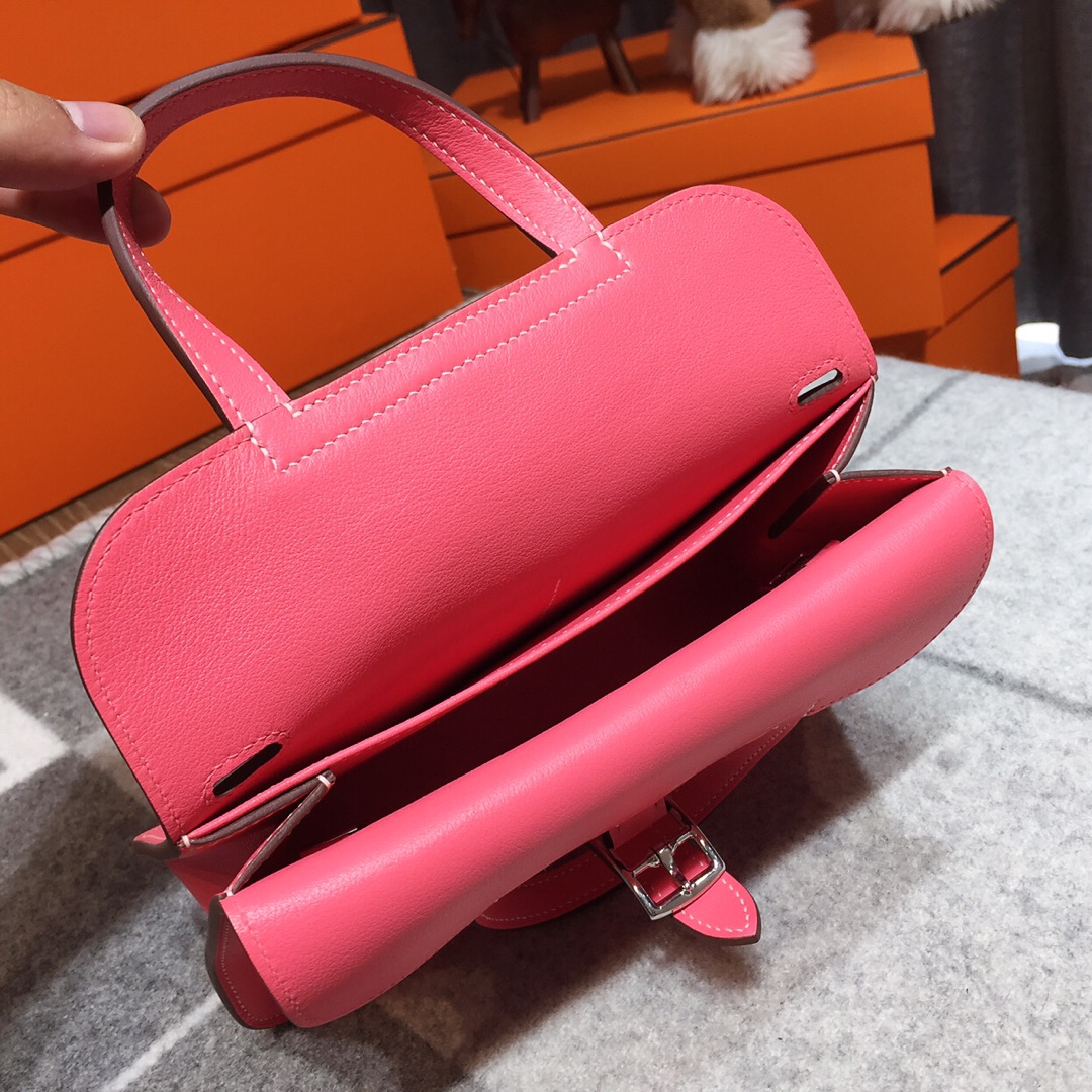 에르메스 미니 할잔백22 립스틱 핑크 은장 스위프트